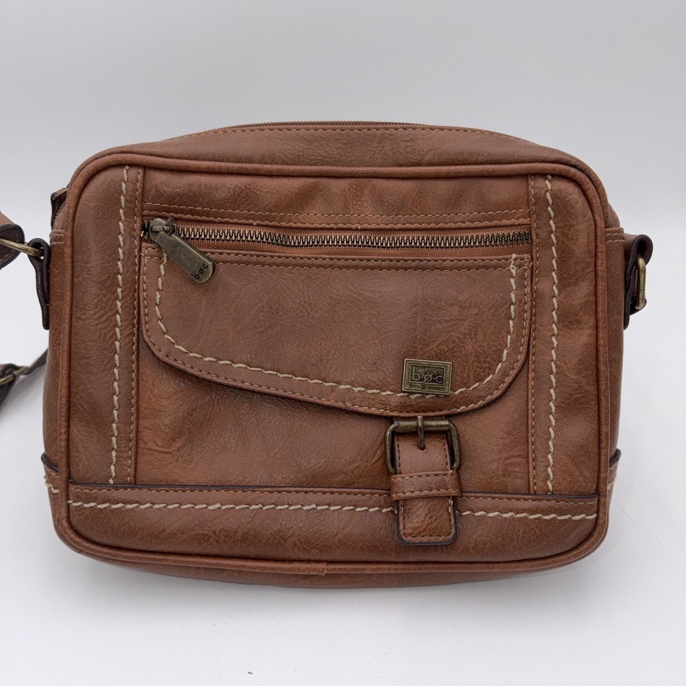 boc Brown Leather Satchel Crossbody Bag